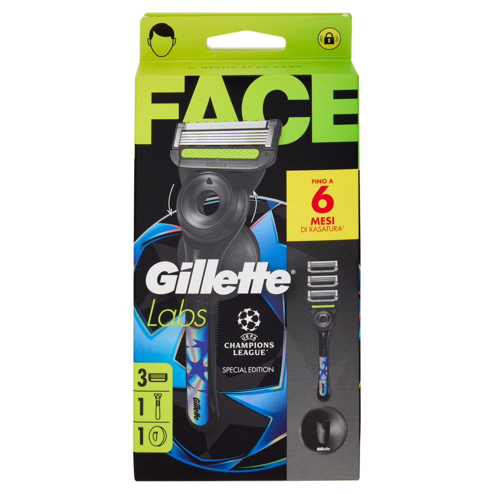 Aparat de ras Gillette Labs UEFA Champions League pentru bărbați, 3 lame + mâner + cârlig