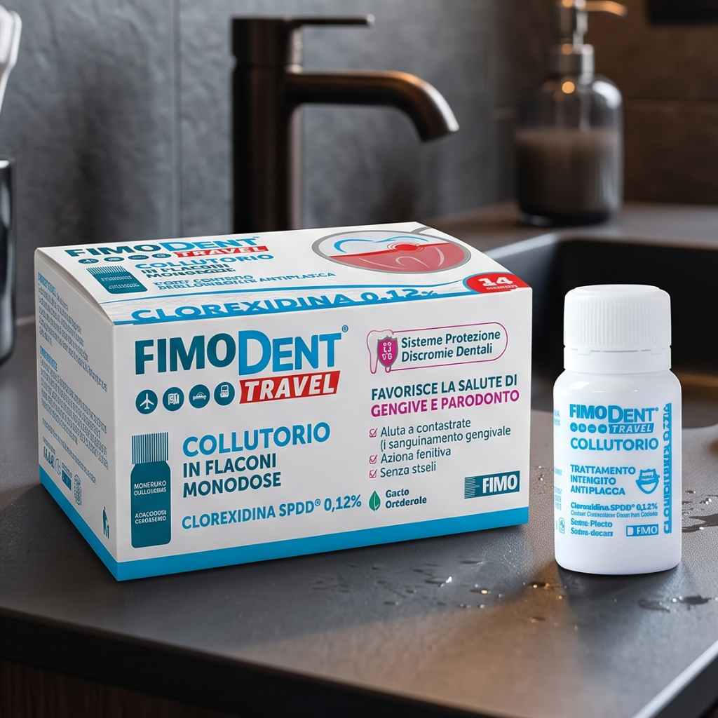 Fimodent Travel Apă de gură cu clorexidină 0,12%, 14 flacoane monodoză