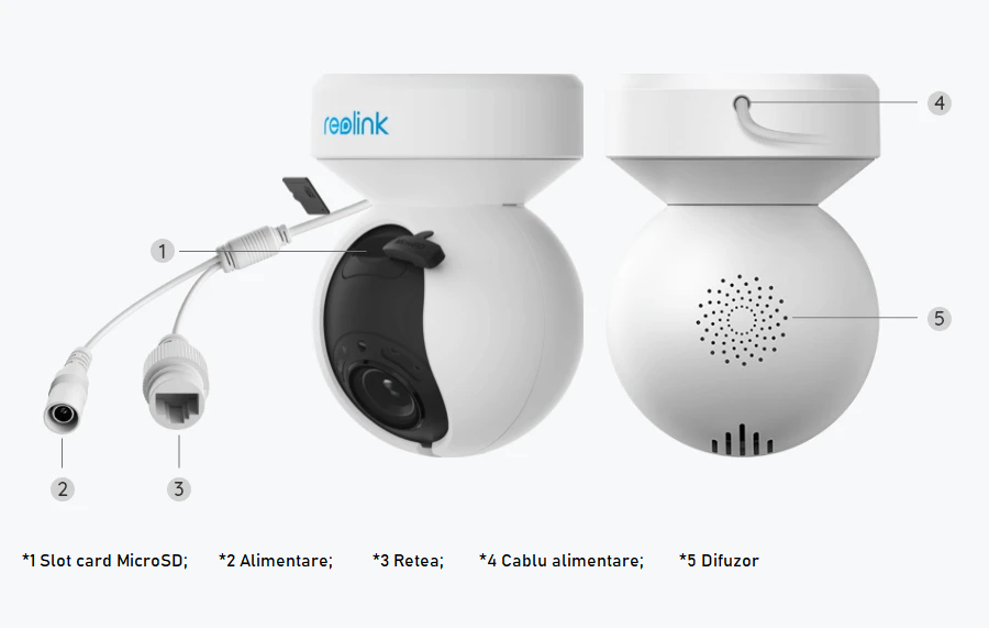 Camera de supraveghere Reolink E560 - 4K 8MP Wi-Fi 6 Smart PTZ Camera, cu urmarire automata, zoom optic 3X, viziune nocturna color, alerta audio si vizuala, comunicare bidirectionala in timp real