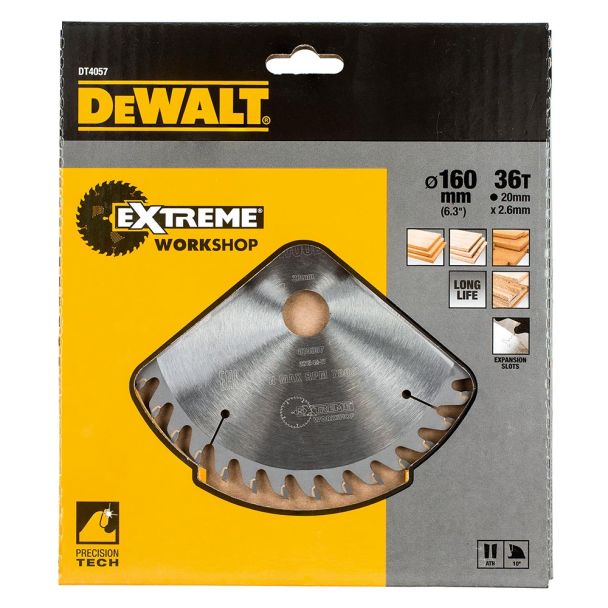 Disc Dewalt DT4057 pentru fierastrau circular,  160x20x2.6 mm, 36 dinti