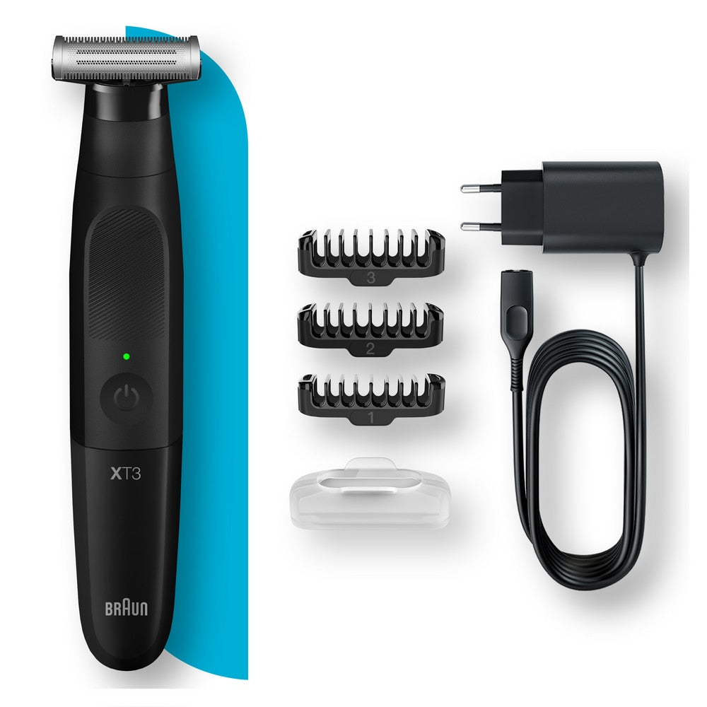 Aparat hibrid de barbierit si tuns barba Braun Series X XT3100 Wet&Dry, 3 piepteni, Negru
