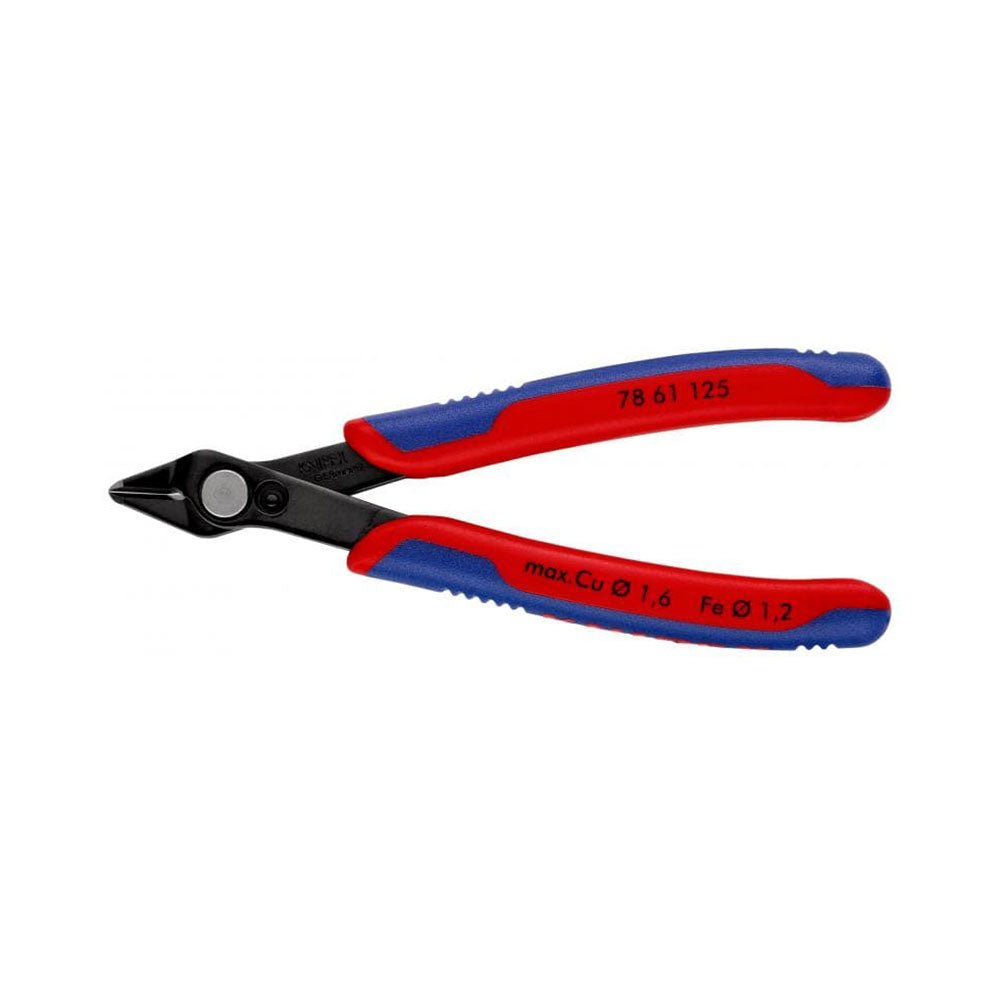 Cleste sfic electronisti, Knipex, Super Knips, cu taisuri slefuite si manere multicomponent, 125 mm