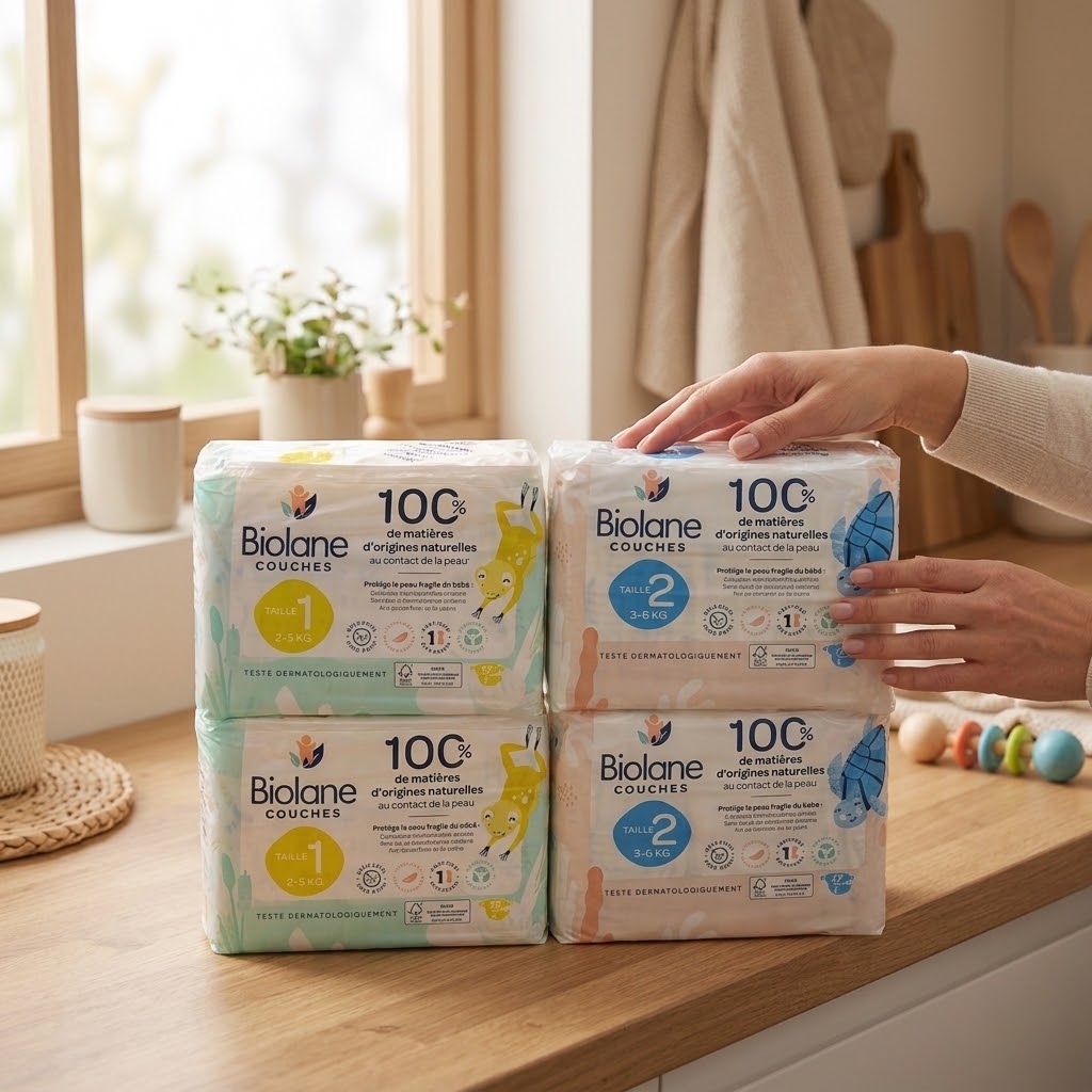 Set scutece pentru bebeluși Biolane mărimea 1 si 2, 2-6 kg, 108 buc