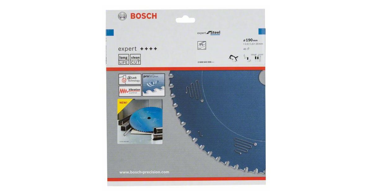 Pânză de ferăstrău circular BOSCH Expert Steel 190 x 20 x 2,0 mm