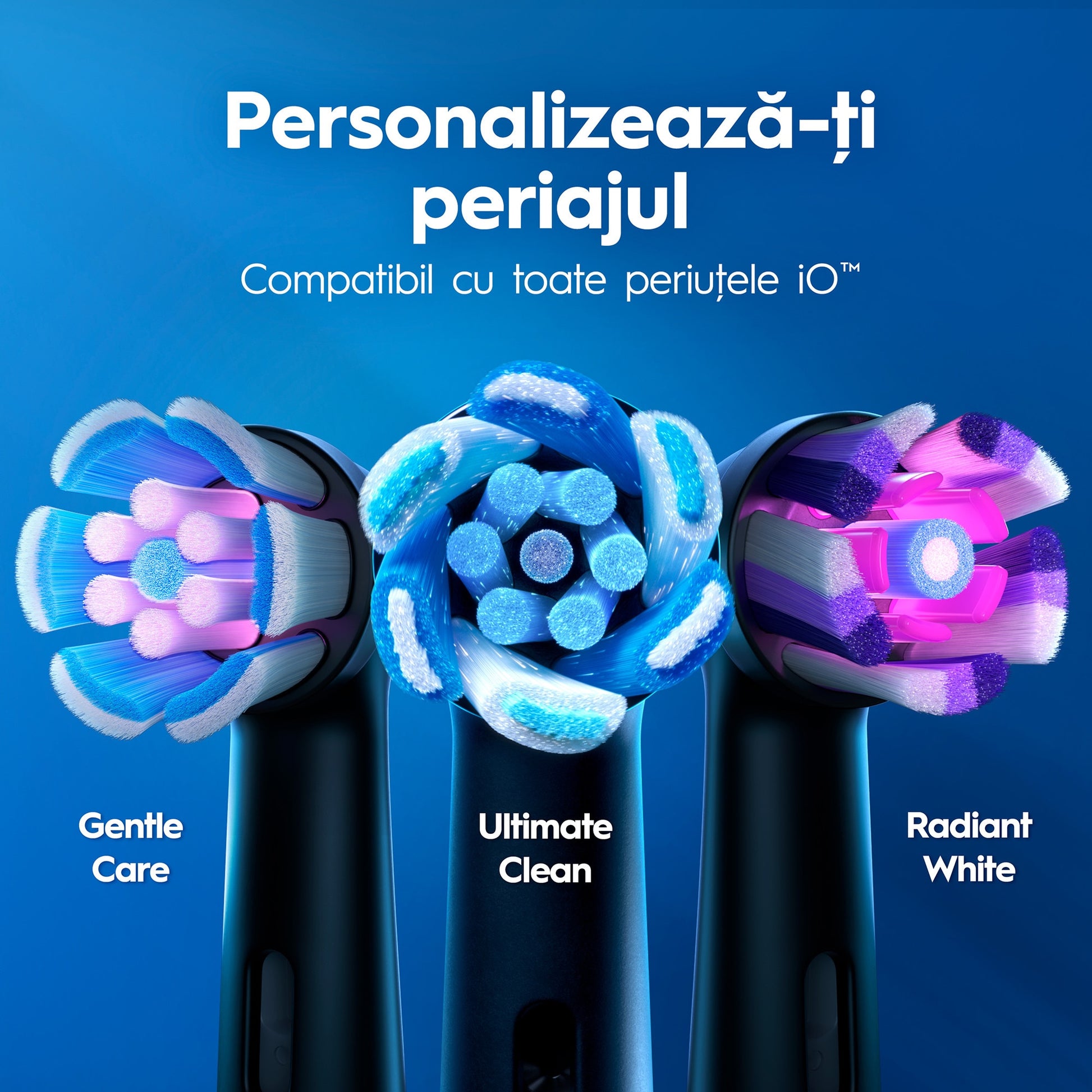 Set periuta de dinti electrica Oral-B iO2 + 3 capete de periaj cu 3 intensitati de periaj, Trusa de calatorie, Negru