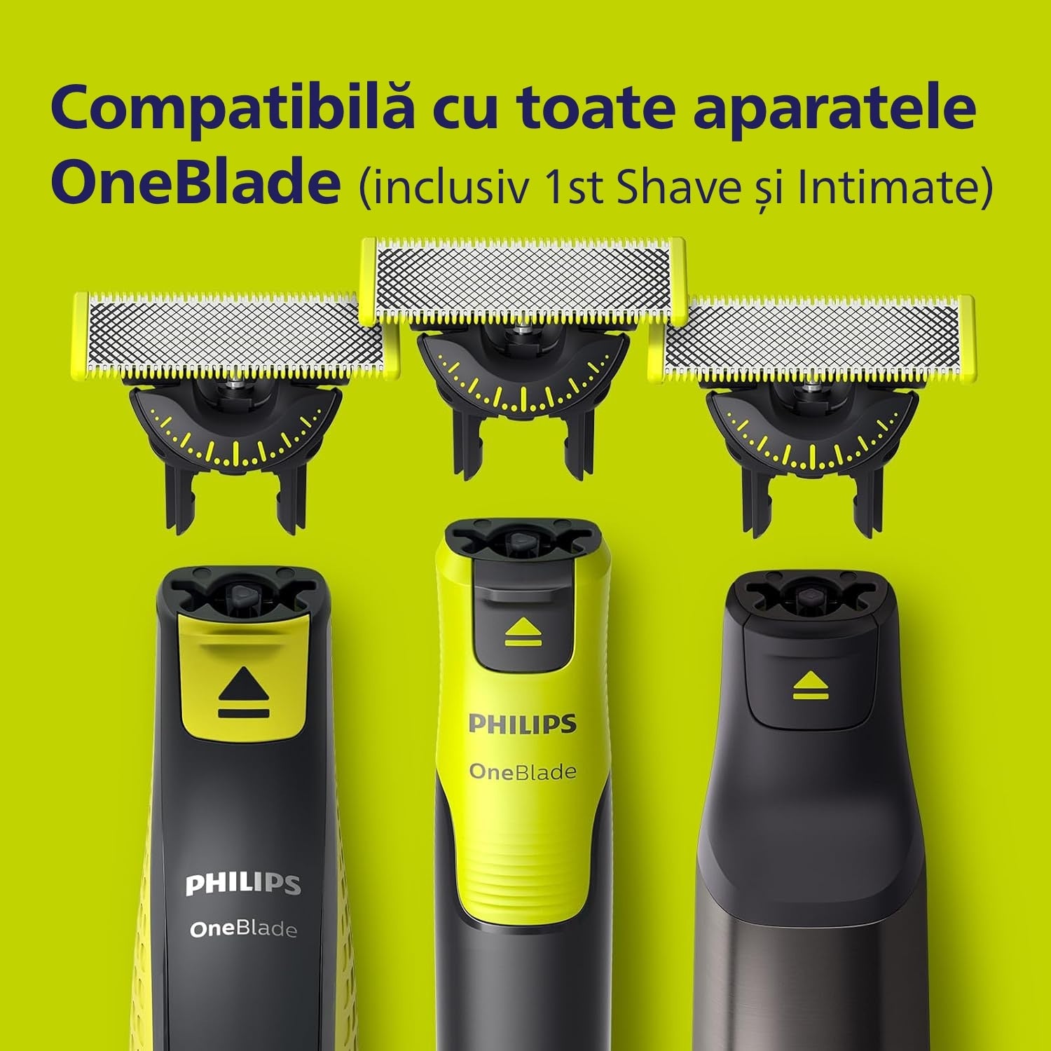Rezerva OneBlade QP624/50, set fata si Corp: 2 lame 360 + 2 accesorii (pieptene pentru corp si accesoriu pentru protectie a zonelor intime/sensibile)