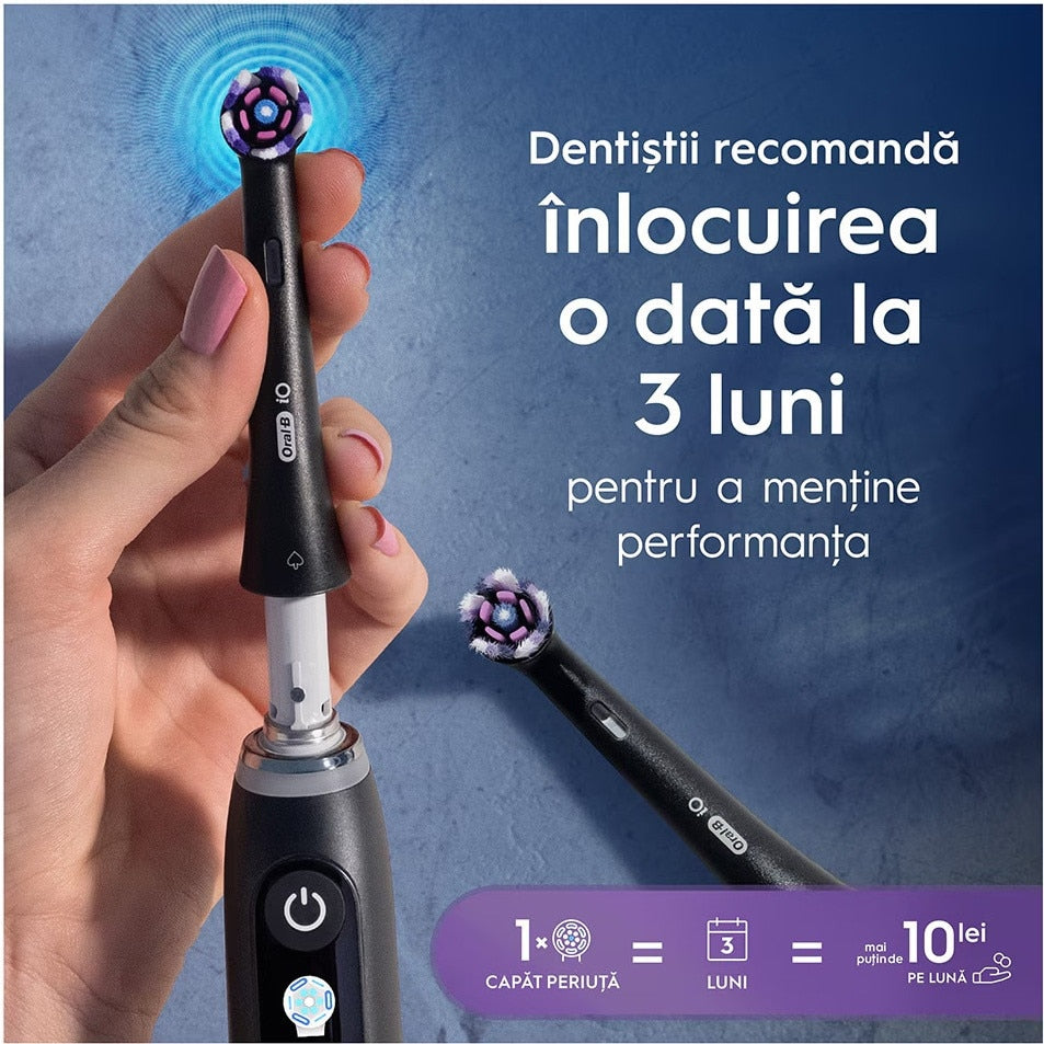 Set Rezerve periuta de dinti electrica Oral-B iO Radiant White, Negru, 3 buc