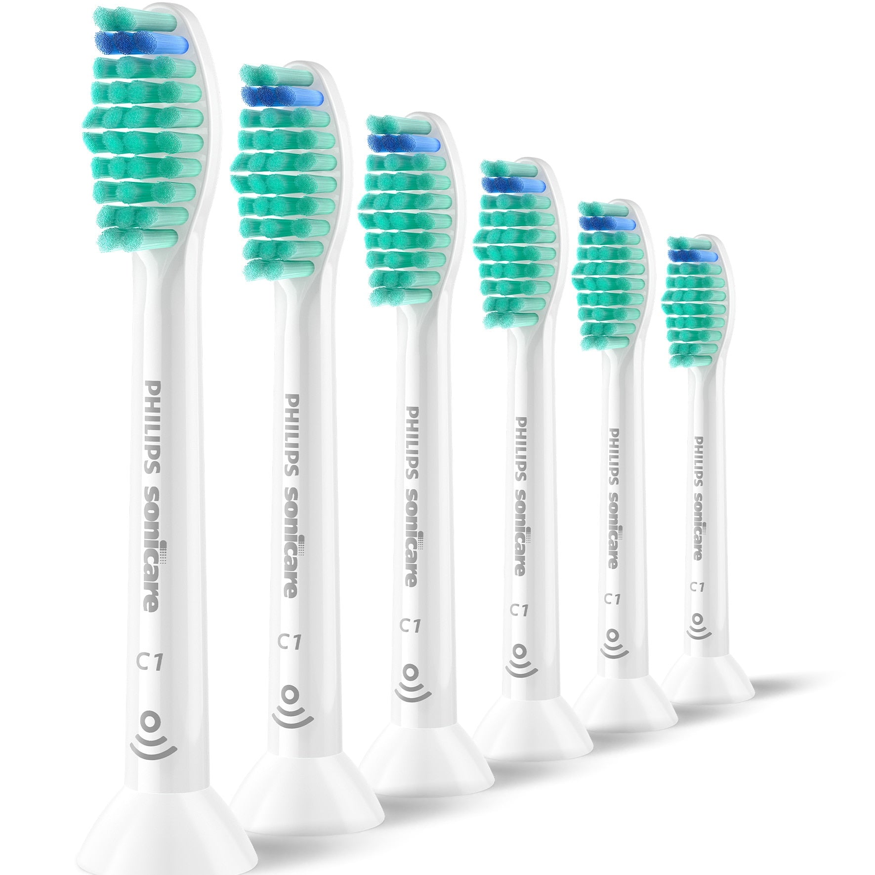 Rezerve Philips Sonicare Pro Results HX6016/87, pachet de 6 capete de periere, Standard, click-on, sincronizarea modurilor BrushSync, Alb