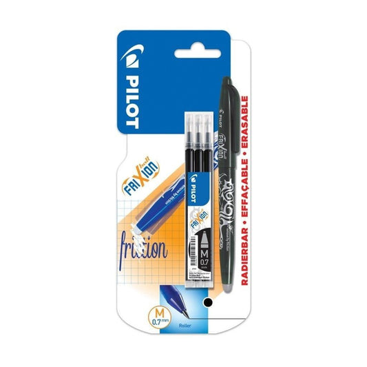 Set Pilot Frixion Roller 0.7 si 3 rezerve 0.7, negru