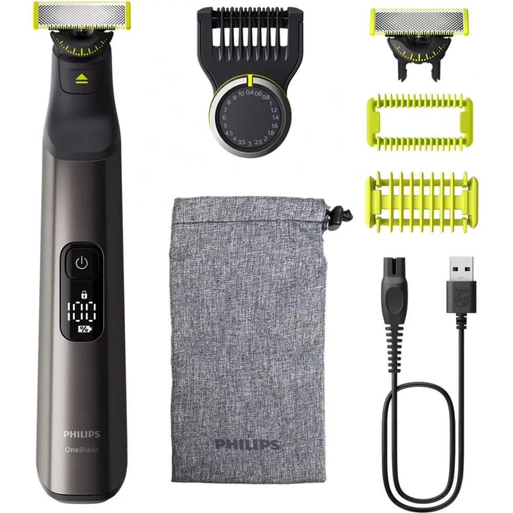 OneBlade Pro QP6552/15, Acumulator, Autonomie 120 min., Lungime 0, 4-10 mm, Crom