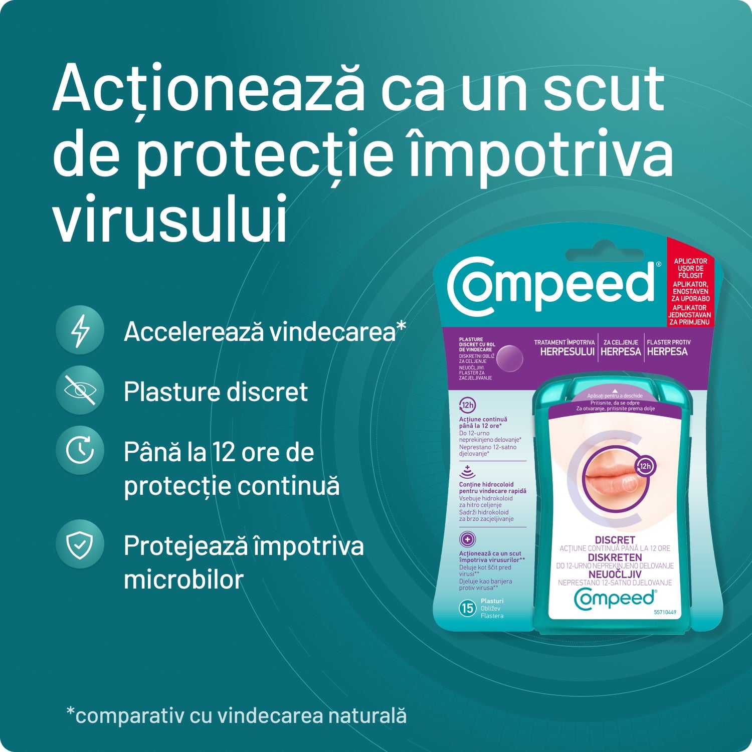 Plasture Anti-Herpes Compeed, pentru zi, 15 buc