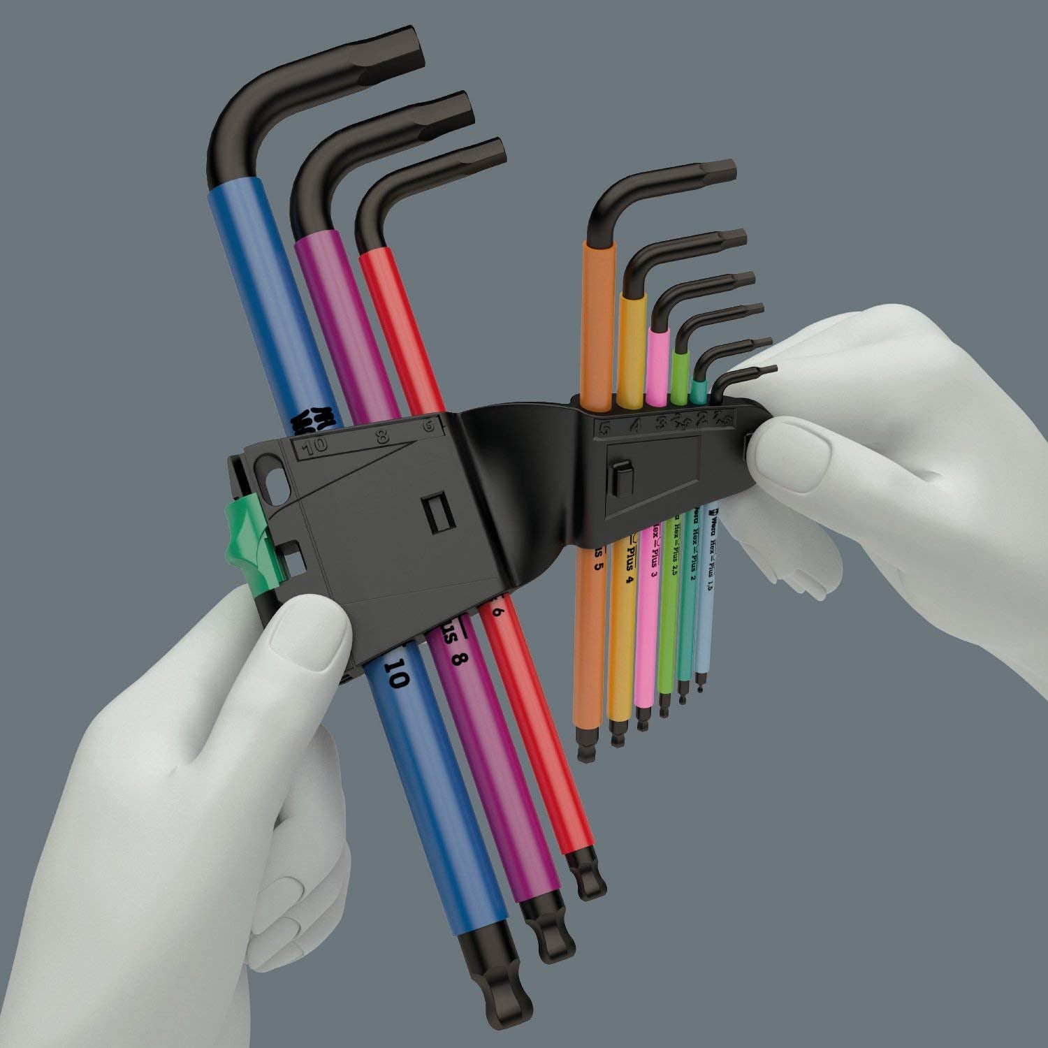 Set chei imbus multicolore cu cap sferic, WERA Hex-Plus, 9 piese
