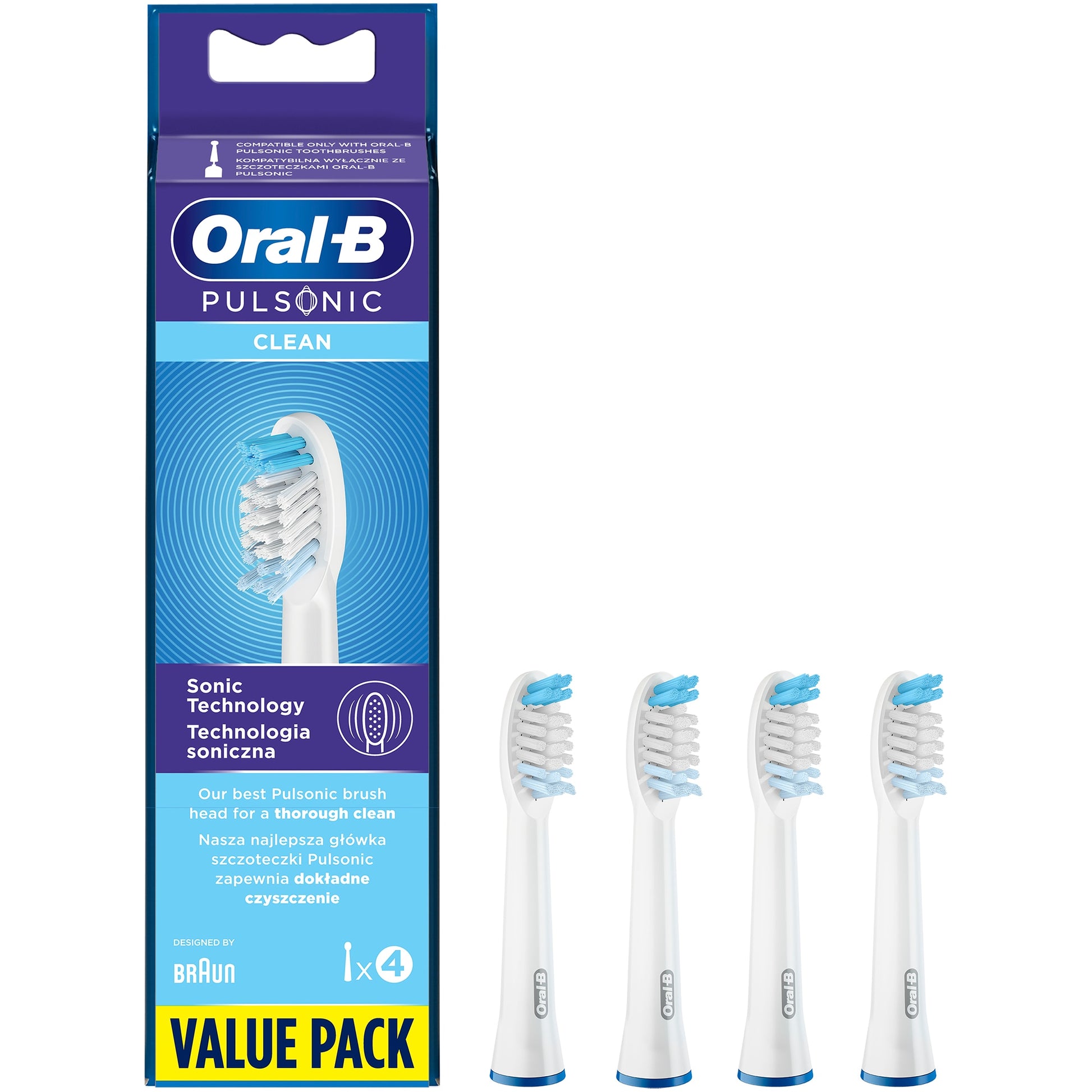 Cap periuta de dinti, Oral-B, Pulsonic Clean, 4 bucati, Alb