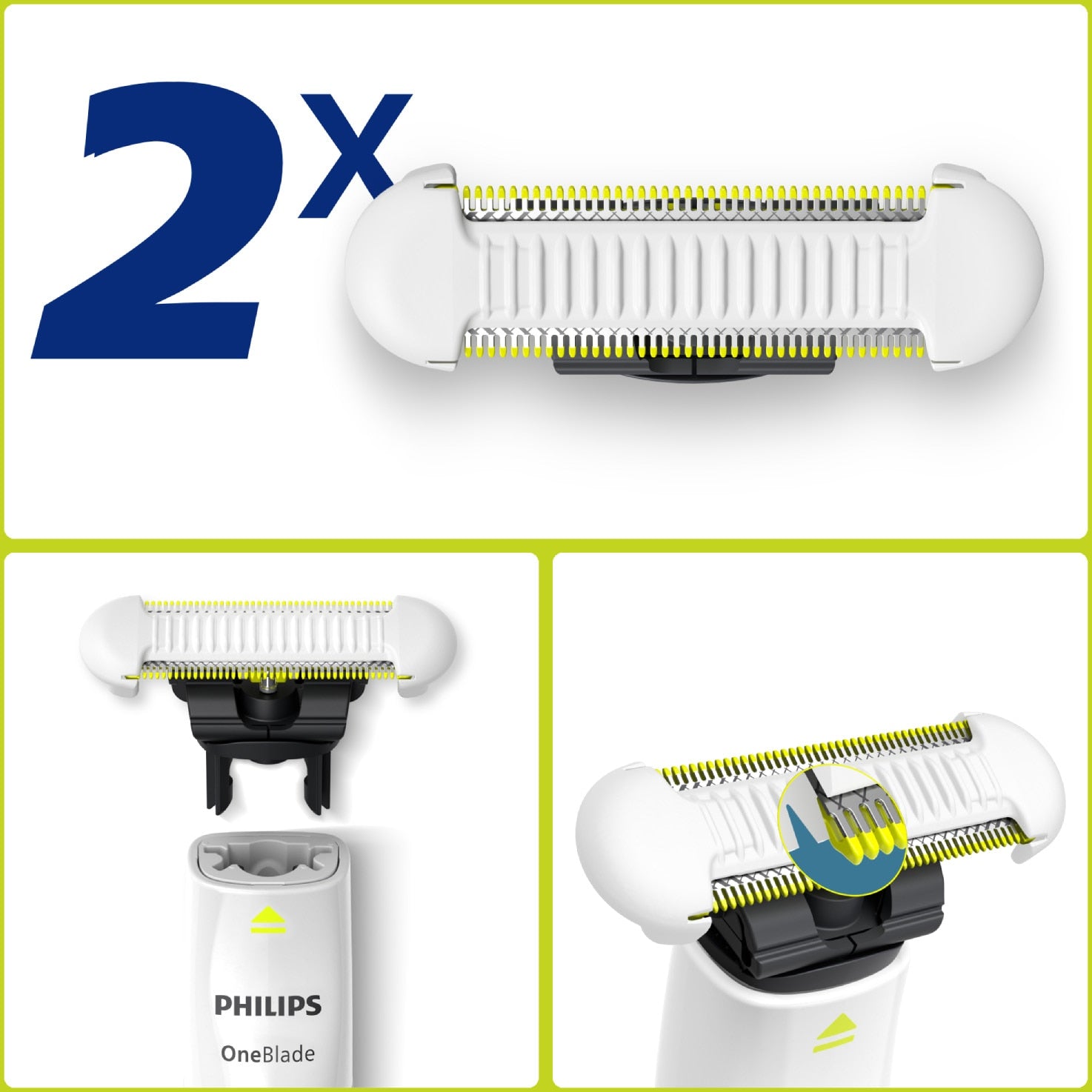 Lame de schimb PHILIPS OneBlade Intimate, unisex, 2 bucati