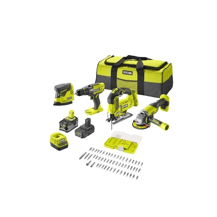 Set 4 scule cu acumulator 18V, Ryobi R18CK4F-252S