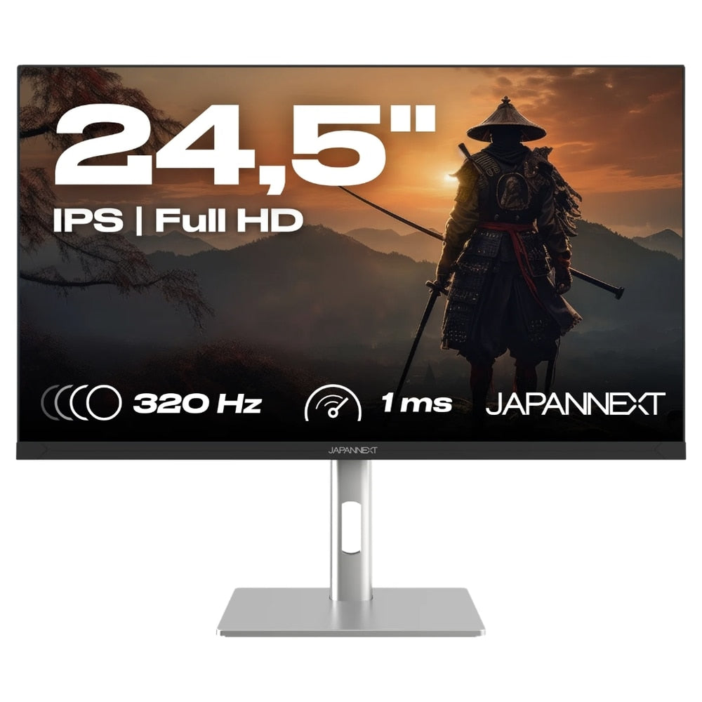 Monitor Gaming IPS LED JAPANNEXT 24.5" JN-IPS245G320F-HSP, Full HD 1920 x 1080, HDMI, DisplayPort, Boxe, Pivot, 320 Hz, 1 ms Negru/Argintiu