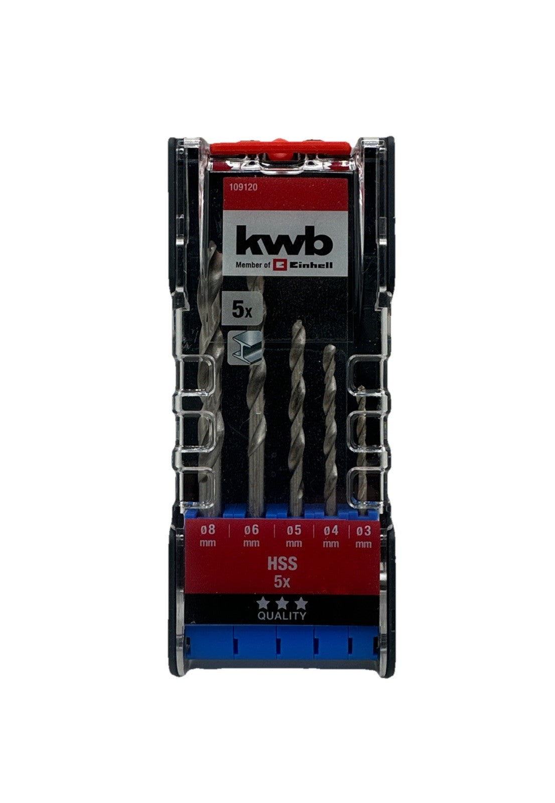 Set de 5 burghie KWB pentru metal , burghie HSS  3, 4, 5, 6, 8 mm