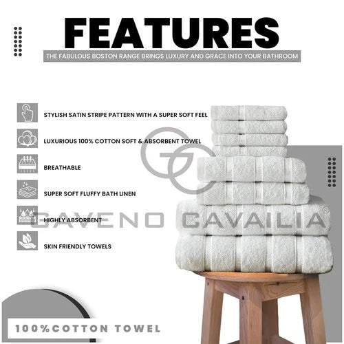 Gaveno Cavailia Set de 8 bile de prosoape luxoase Boston (4 fețe, ALB, Alb)