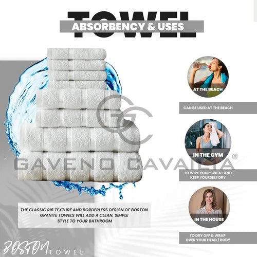 Gaveno Cavailia Set de 8 bile de prosoape luxoase Boston (4 fețe, ALB, Alb)