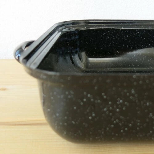 Tavă de copt emailată Riess cu capac, neagră, 44 cm, 37/26, caserolă -